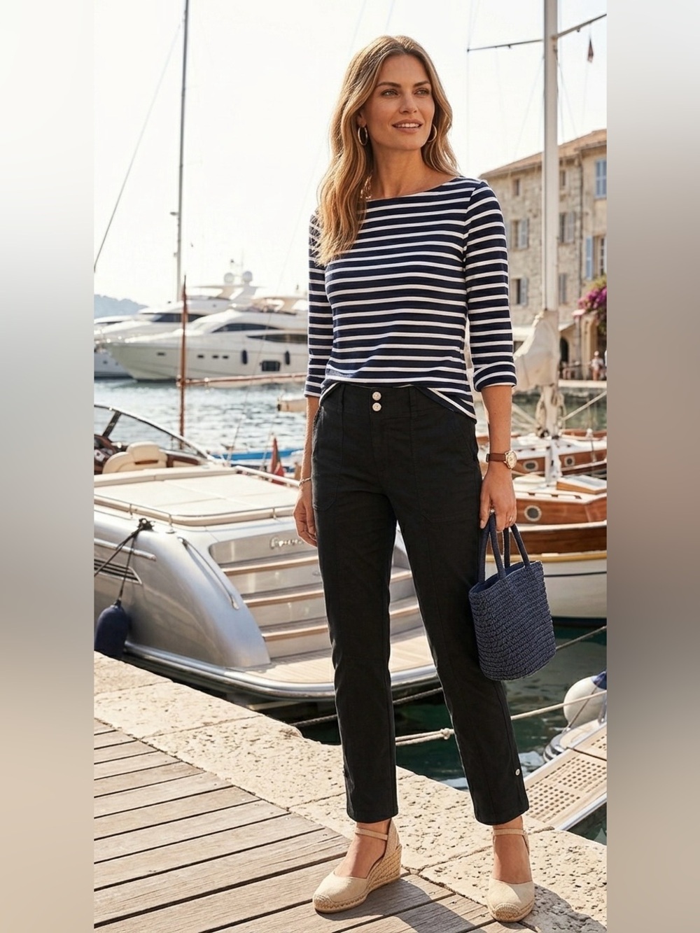 White House Black Market Mid-Rise Straight Crop Pants Size 4 Black Stretch - Picture 7 of 11